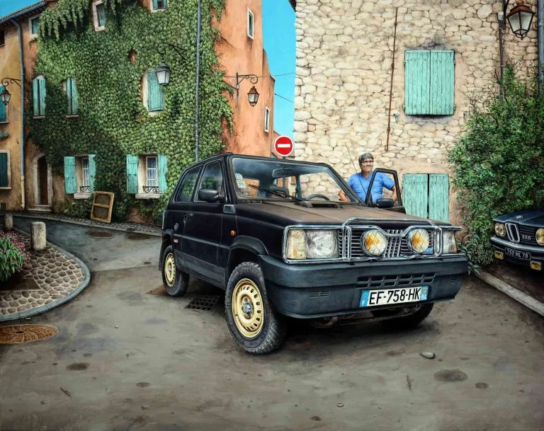 INJECTION, FIAT PANDA 4x4 (1989) - 2021, acrylic on wood, 72,5 x 92 cm
