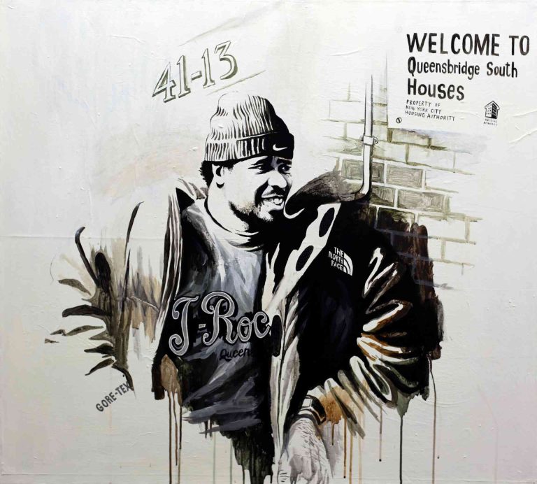 J-ROC, WELCOME TO QB HOUSES - 2007, acrylic on canvas, 91 x 102 cm