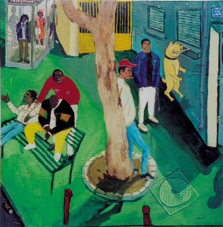 LE BANC RUE LÉON - 1998, acrylic onwood, 58 x 60 cm