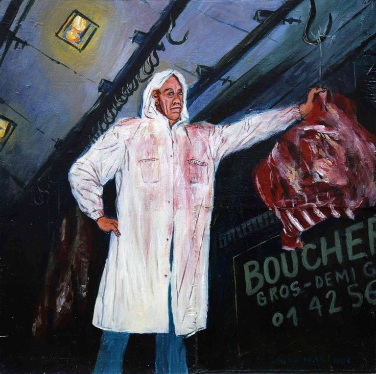 LES COMMERÇANTS, JEAN-LOUIS - 2000, acrylic on wood, 39,5 x 39,5 cm