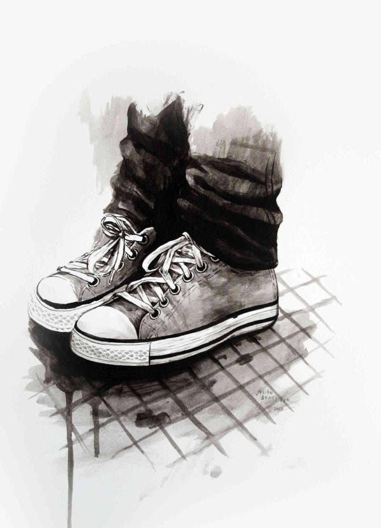 LES DÉTAILS, CONVERSES - 2008, acrylic on paper, 36 x 26 cm