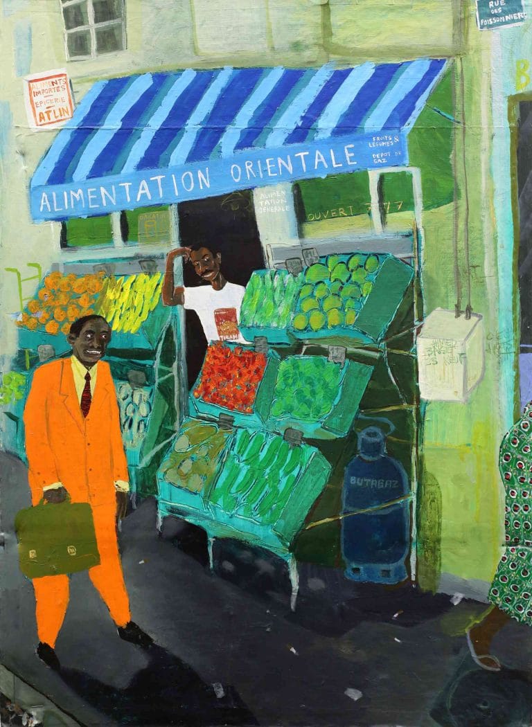 MATAGE RUE DES POISSONNIERS - 1998, acrylic on cardboard, 73 x 53 cm