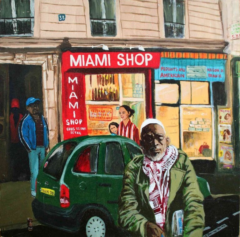 MIAMI SHOP - 2001, acrylic on wood, 52 x 50,5 cm