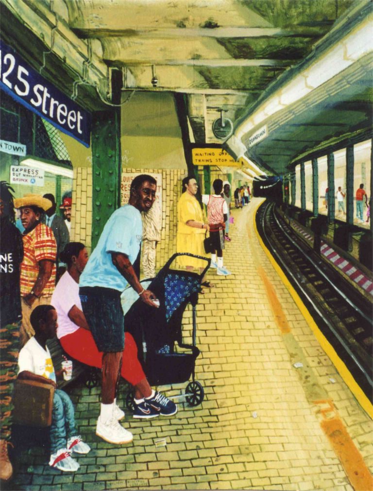 NYC, 125 STREET TO DOWNTOWN - 2002, acrylic on wood, 67 x 59 cm