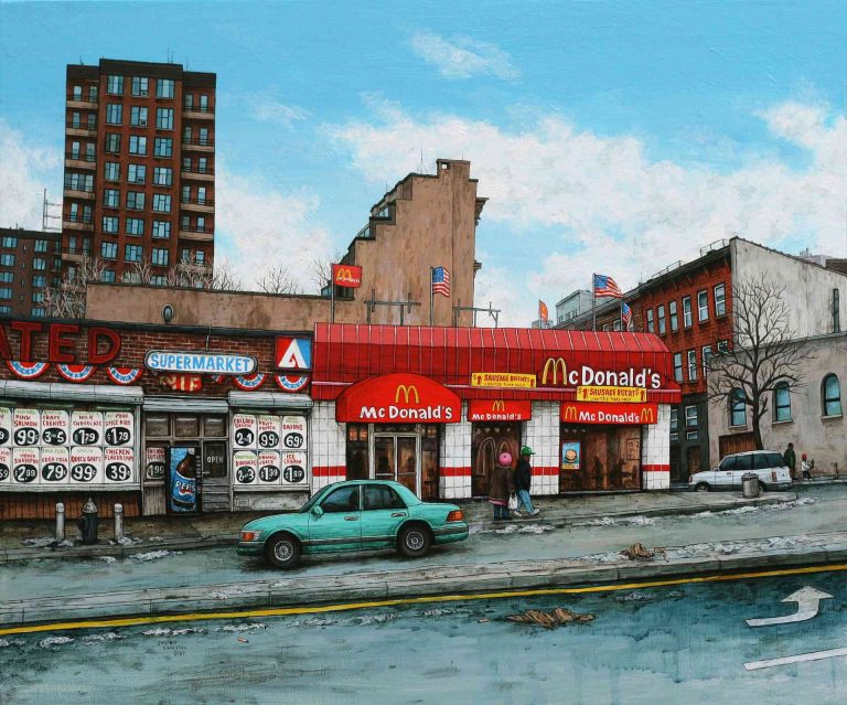 NYC, HARLEM, MC DONALD'S LENOX AVENUE - 2009, acrylic on wood, 33,5 x 40 cm