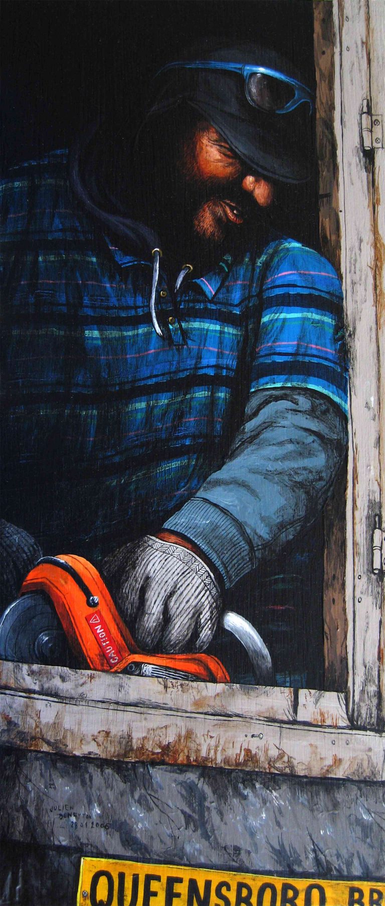 NYC, UNDER CONSTRUCTION - 2006, acrylic on wood, 38 x 16 cm