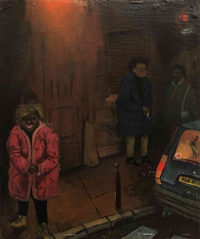 PROSTITUÉES - 2001, acrylic on wood, 24,5 x 19,5 cm