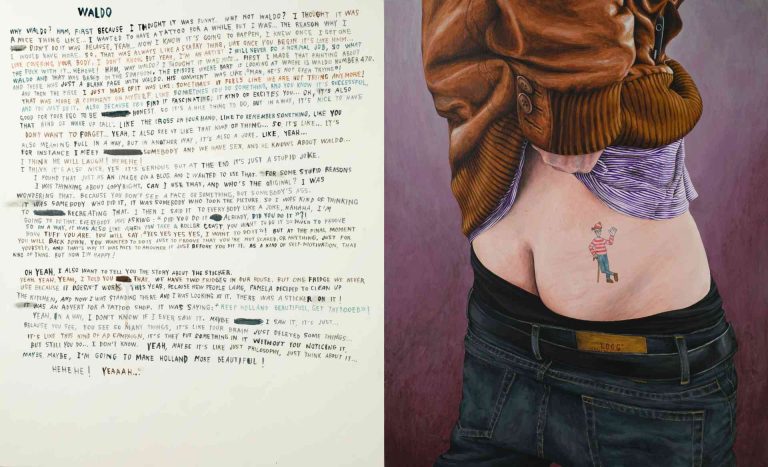 REMEMBER THAT, WALDO - 2011, acrylic on wood, 57 x 47 cm (x2 diptych). photo: Roy Taylor